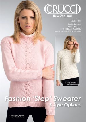 Crucci Pattern 1401 Ladies Sweater 8ply