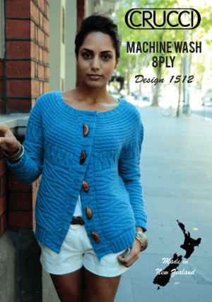 Crucci Knitting Pattern 1512 Horizontal Cable Cardigan