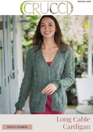 Crucci Knitting Pattern 2407 Nimbus Long Cable Cardigan